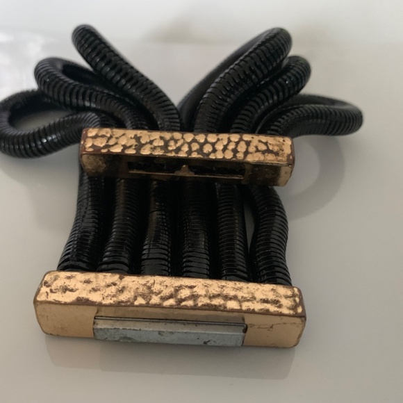 Black Coil Choker & Bracelet Set – Hammered Gold Tone - Picture 8 of 12